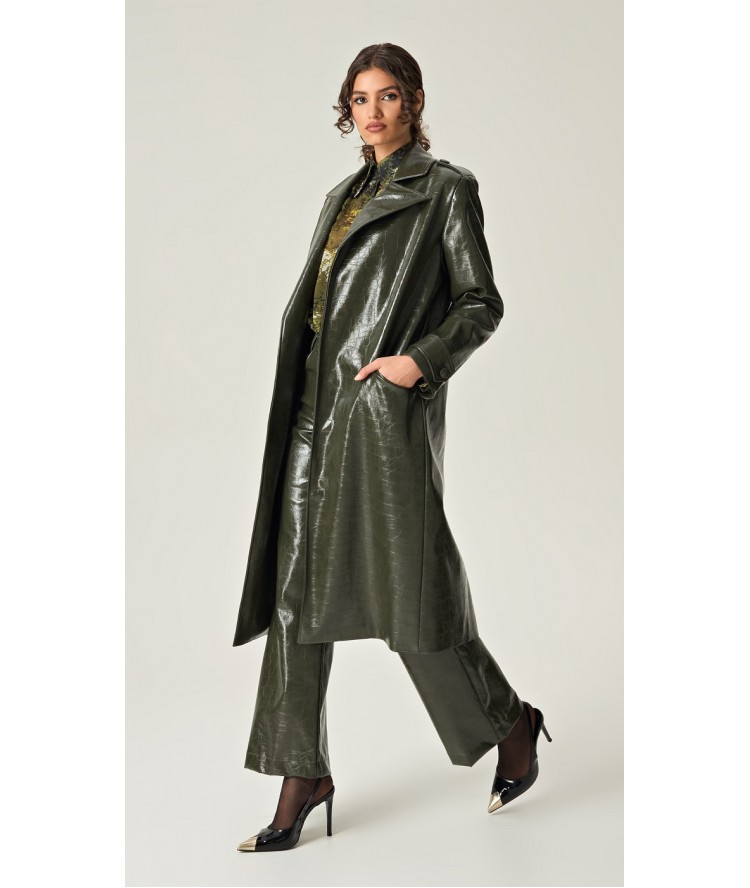 Eveleya Emerald Allure Croco Leather Pants